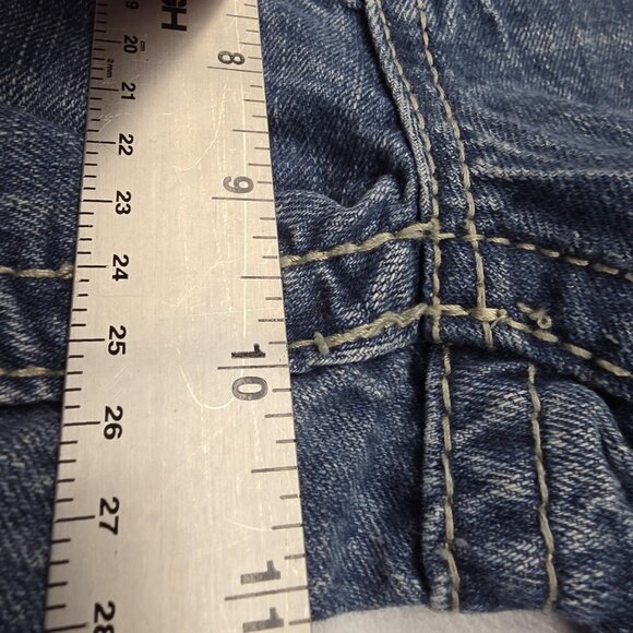 Axe & Crown Jeans Mens 33x32 Blue Slim Boot Distressed Denim Back Flap Pockets - Picture 13 of 14